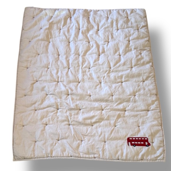 Restoration Hardware Baby & Child Linen Quilt Blanket Bus Nursery  Toddler Kids - Picture 1 of 5